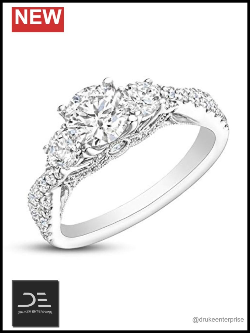 1.5 Carat Moissanite Engagement Ring Platinum Plated Silver Bridal Jewelry